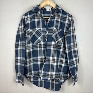 L.A Hearts by PacSun Striped Blue & White Flannel